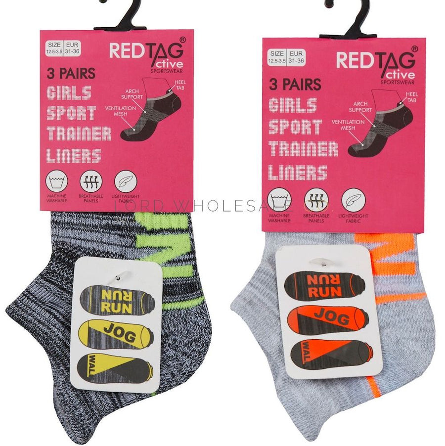 Red Tag 3 Pack Trainer Socks Red Card 43B703