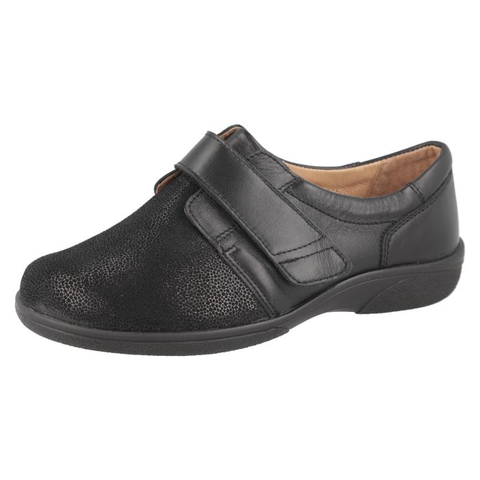DB Shoes Petula 75264A 2V Black Leather & Stretch Ladies Shoe