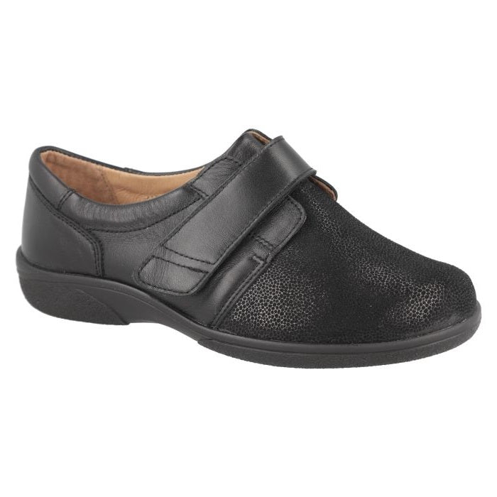 DB Shoes Petula 75264A 2V Black Leather & Stretch Ladies Shoe