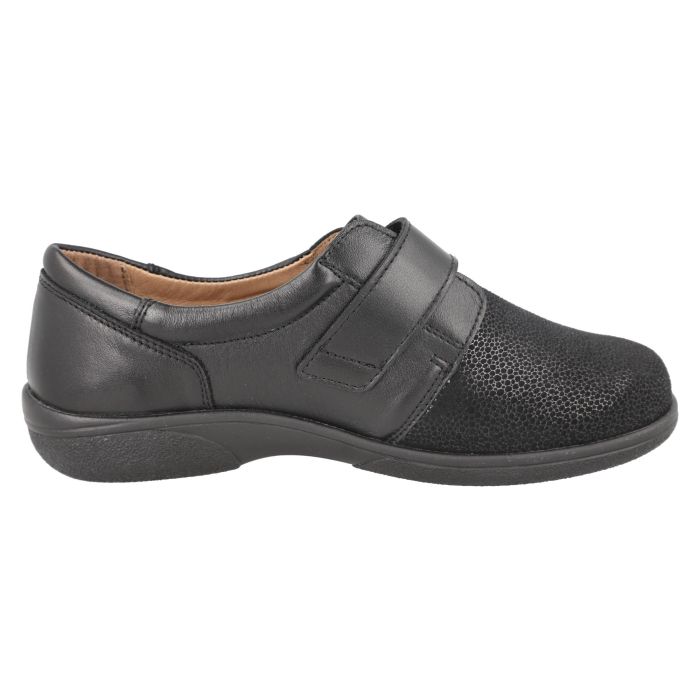 DB Shoes Petula 75264A 2V Black Leather & Stretch Ladies Shoe