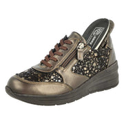 DB Shoes Poinsettia 75375 2V Bronze Leather & Stretch Ladies Wedge Shoe