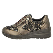 DB Shoes Poinsettia 75375 2V Bronze Leather & Stretch Ladies Wedge Shoe