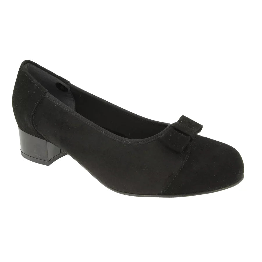 DB Shoes OASIS 54065X 6E Width Fitting Black Suede / Stretch Court Shoe