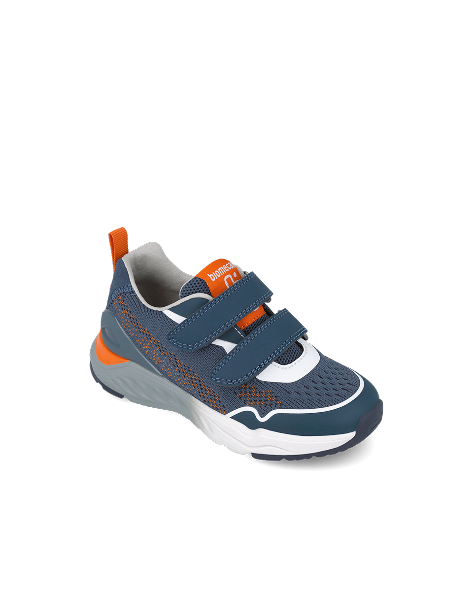 Biomechanics Double Velcro Navy & Orange Trainer