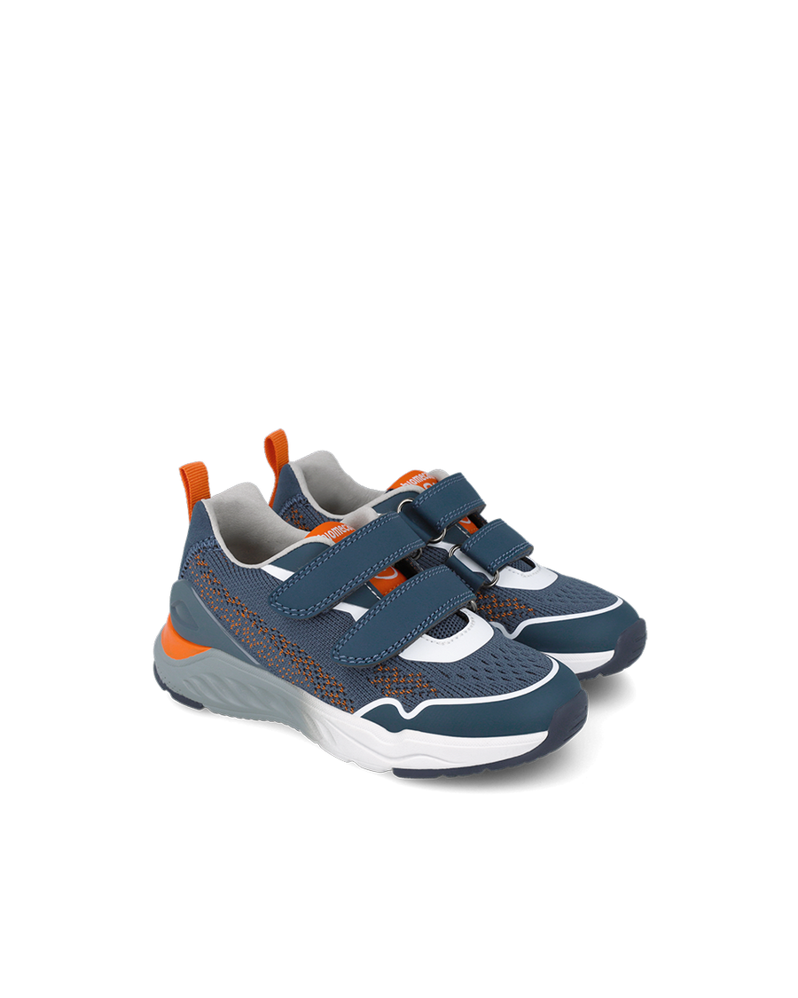 Biomechanics Double Velcro Navy & Orange Trainer
