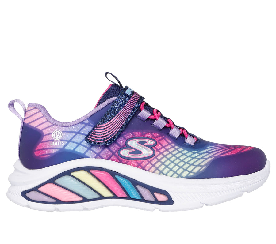 Skechers Rainbow Cruisers Reflection 303722L Girls Navy Lights Trainer