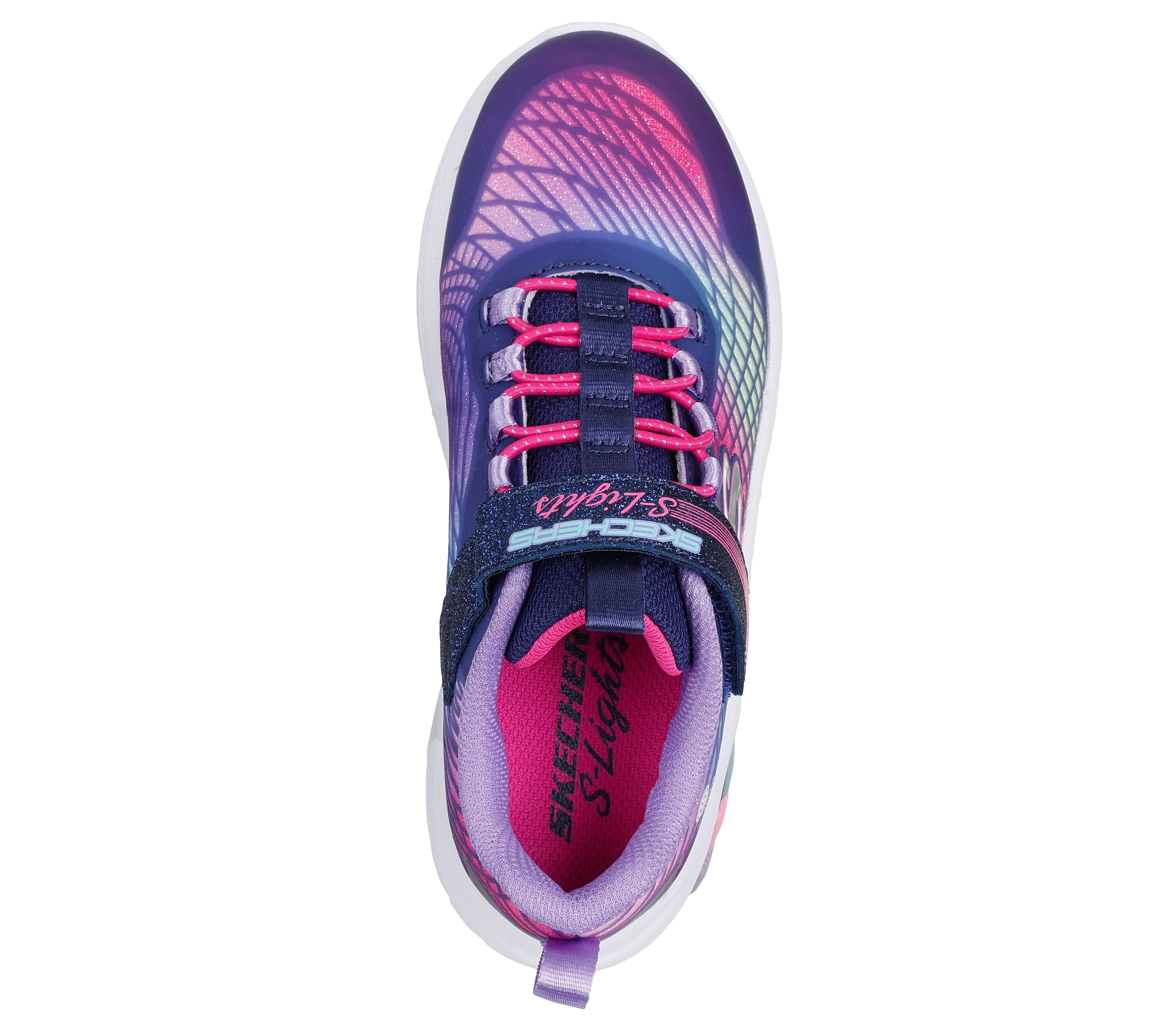 Skechers Rainbow Cruisers Reflection 303722L Girls Navy Lights Trainer