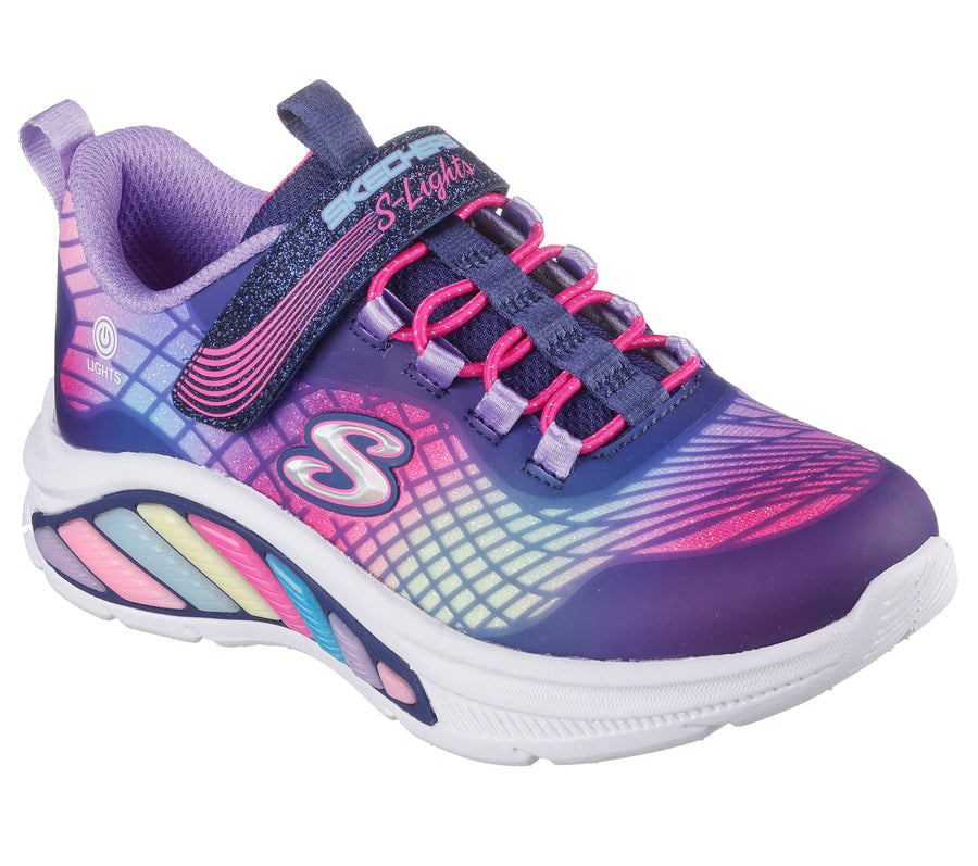 Skechers Rainbow Cruisers Reflection 303722L Girls Navy Lights Trainer