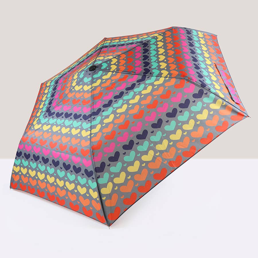 Rainbow Heart Print Recycled Umbrella