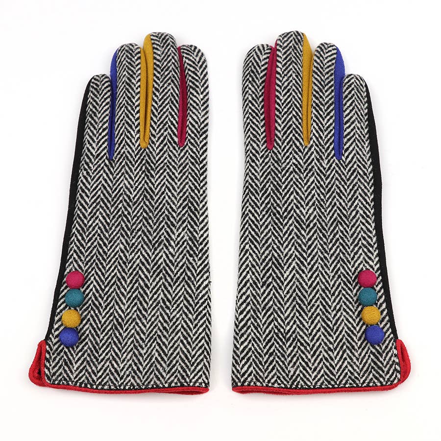 Dark Tweed and Multi Contrast Gloves