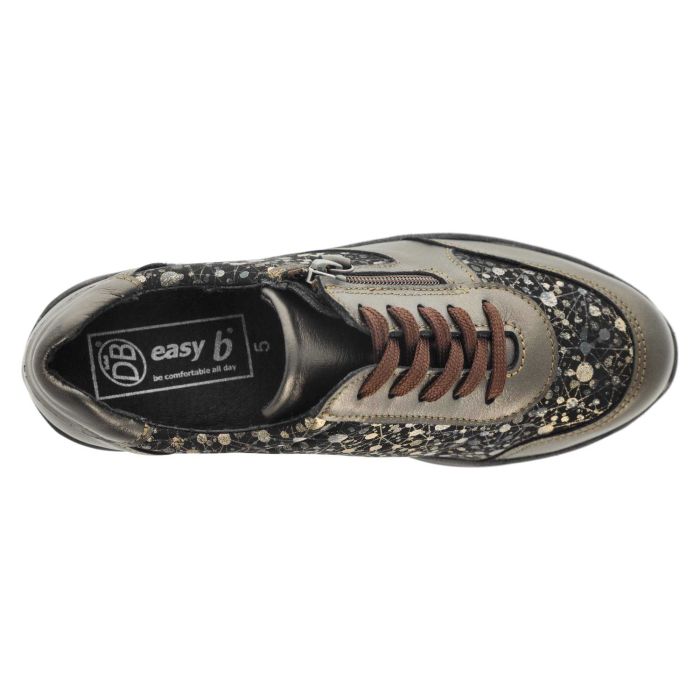 DB Shoes Poinsettia 75375 2V Bronze Leather & Stretch Ladies Wedge Shoe