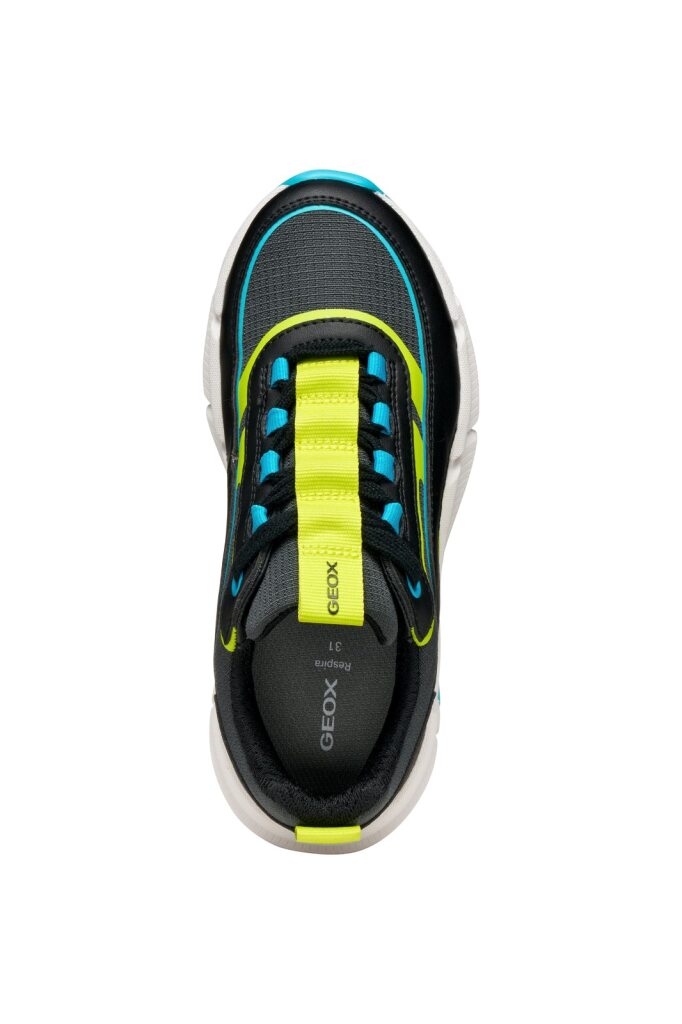 Geox J FLEXYPER PLUS J56MVB 0FU54 Boys Black / Lt Blue Trainer