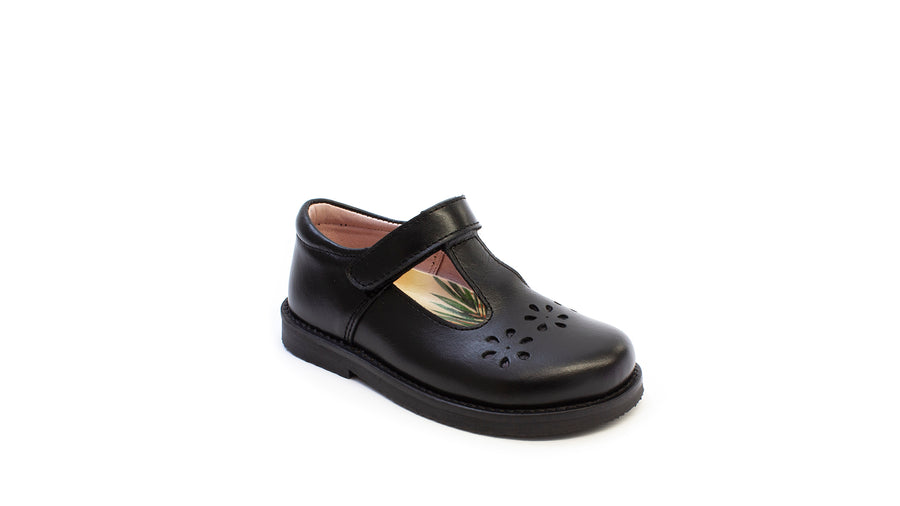 Petasil Clara 2 6334-00.01  Black Leather School Shoes