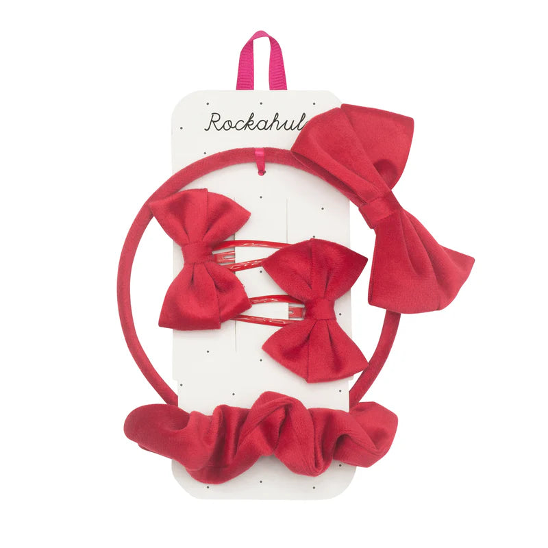 Rockahula Kids School Velvet Bow Set Red HBTS200R