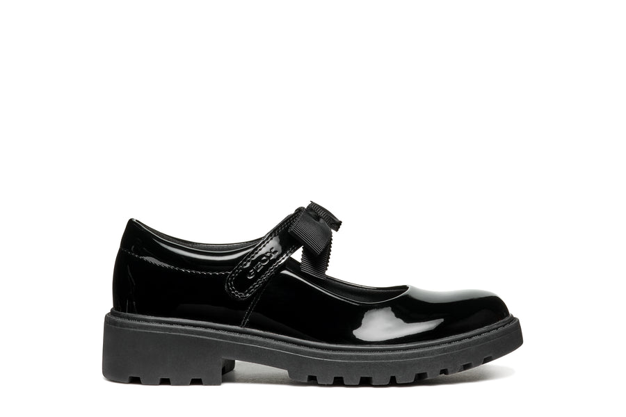 Geox J CASEY G. E J1620E 000HH C9999 Black Patent School Shoes