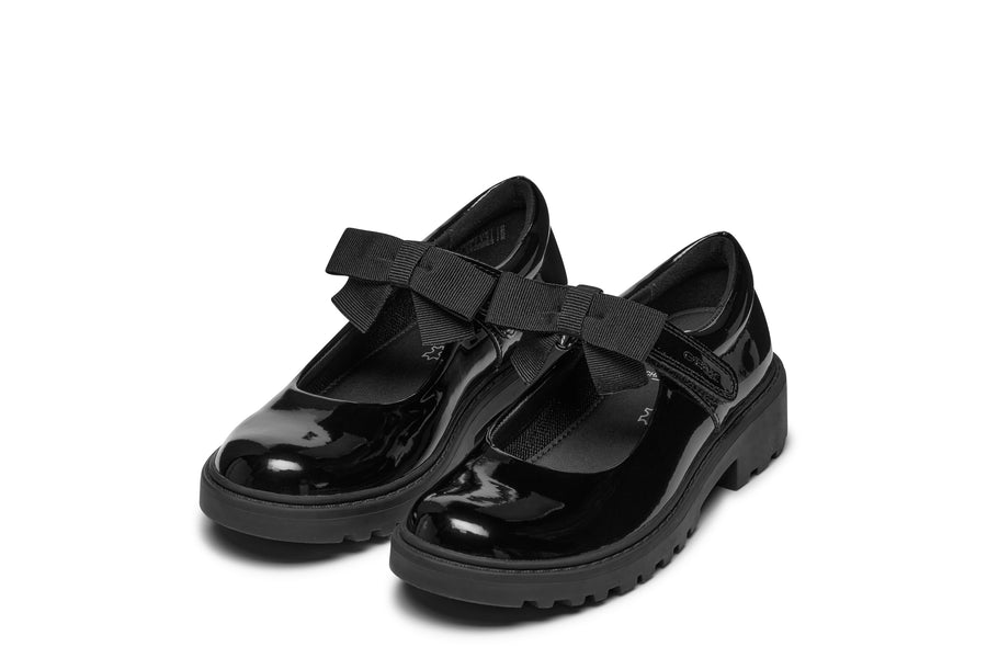 Geox J CASEY G. E J1620E 000HH C9999 Black Patent School Shoes