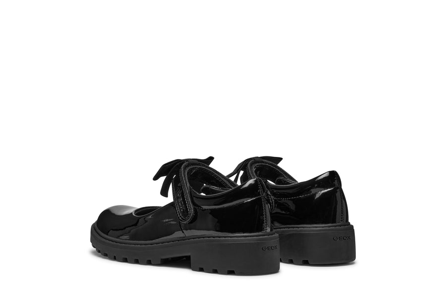 Geox J CASEY G. E J1620E 000HH C9999 Black Patent School Shoes