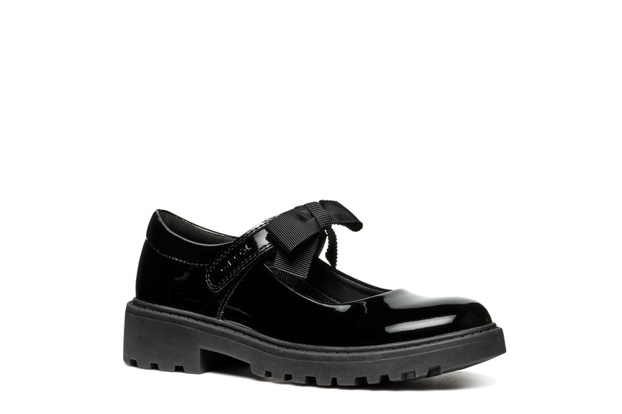 Geox J CASEY G. E J1620E 000HH C9999 Black Patent School Shoes