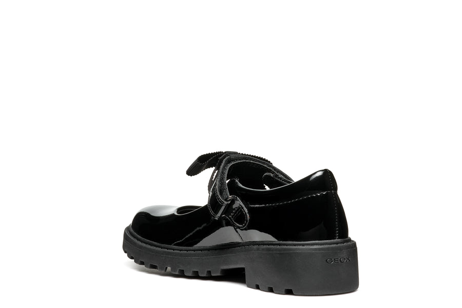 Geox J CASEY G. E J1620E 000HH C9999 Black Patent School Shoes