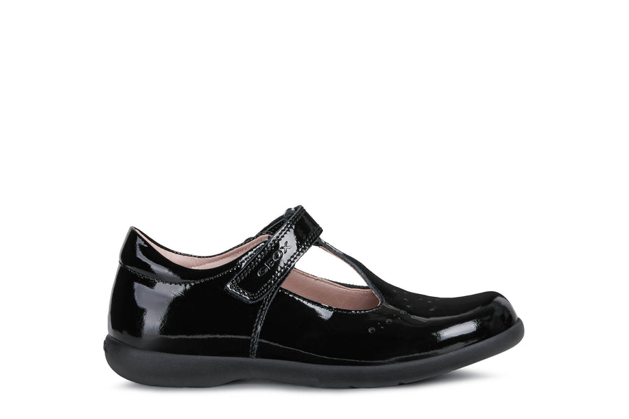 Geox J NAIMARA G.B J16FHB 00066 C9999 Black Patent School Shoe