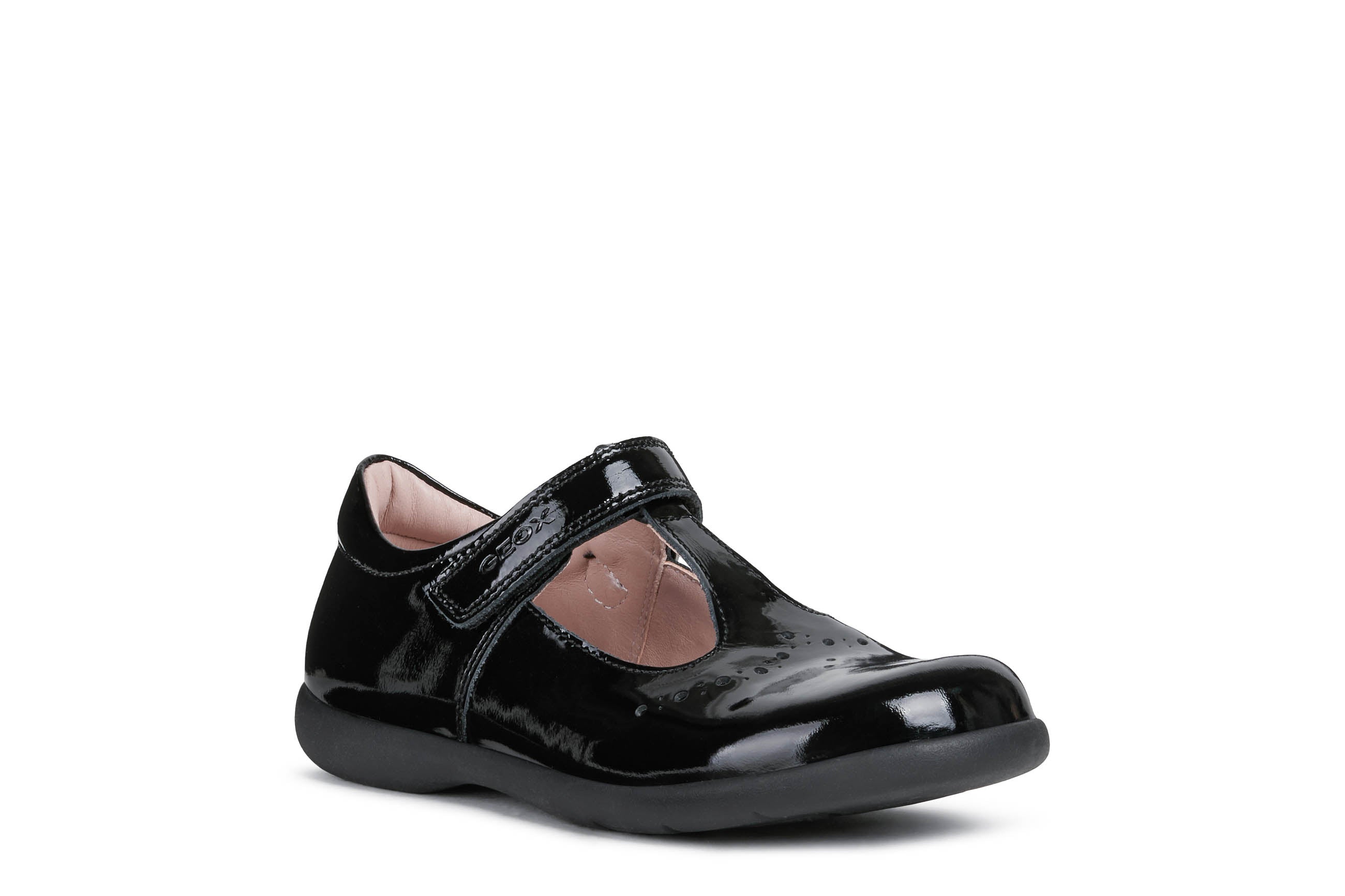 Geox J NAIMARA G.B J16FHB 00066 C9999 Black Patent School Shoe