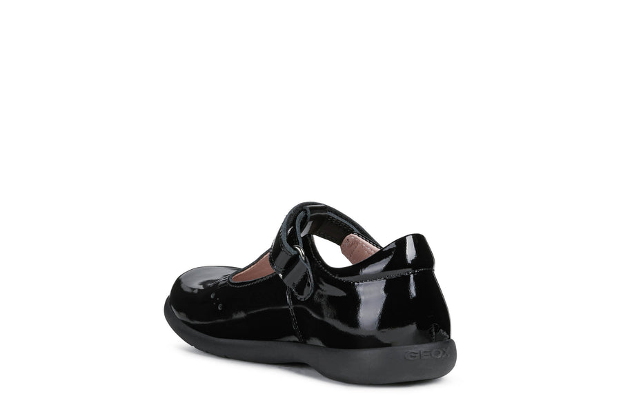 Geox J NAIMARA G.B J16FHB 00066 C9999 Black Patent School Shoe