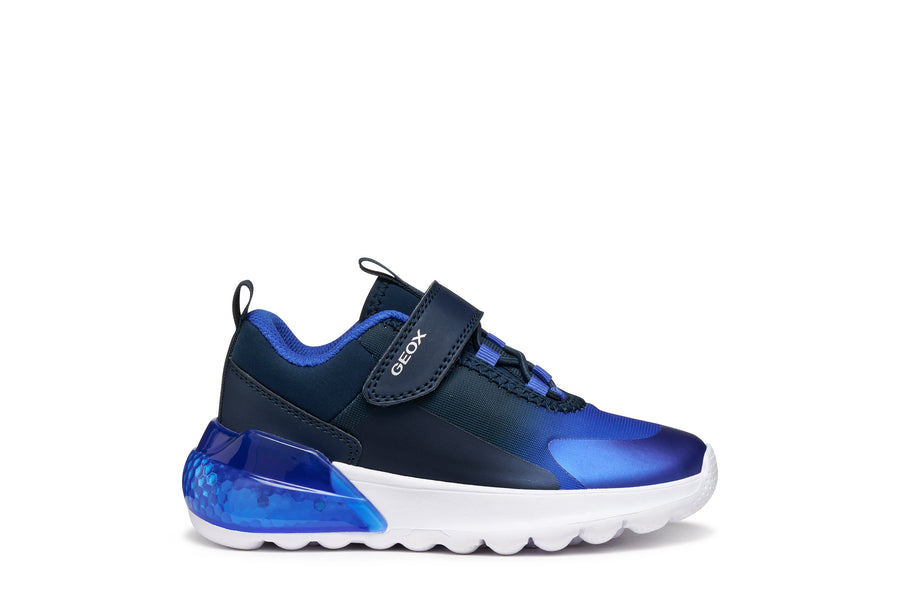 Geox J Activart Illuminus J56LYA 02A9J Navy Royal Boys Lights Trainer
