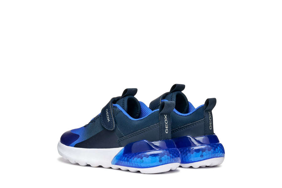 Geox J Activart Illuminus J56LYA 02A9J Navy Royal Boys Lights Trainer