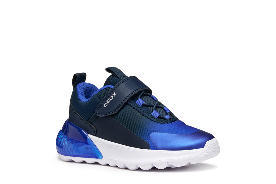 Geox J Activart Illuminus J56LYA 02A9J Navy Royal Boys Lights Trainer