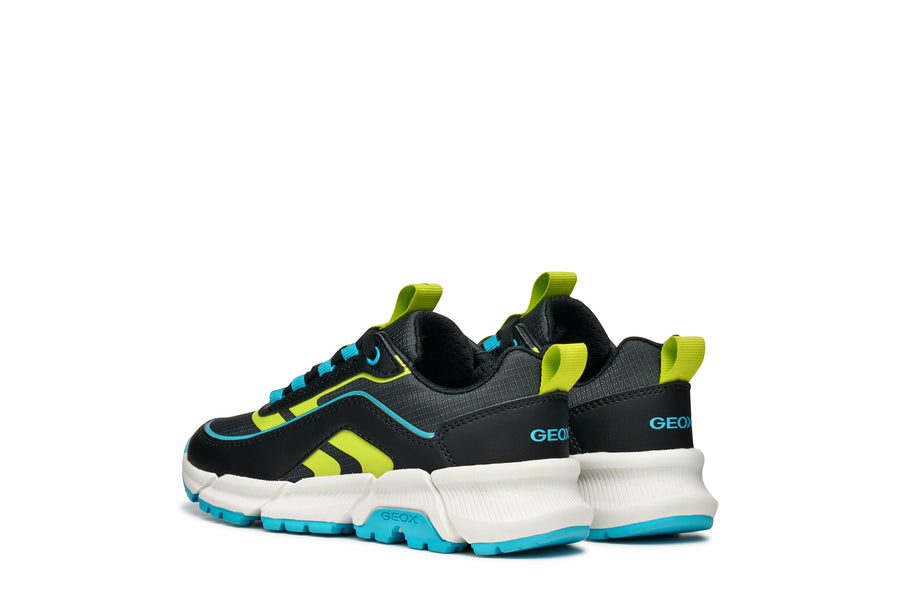 Geox J FLEXYPER PLUS BOY J56MVB  0FU54 Black / Lt Blue Trainer