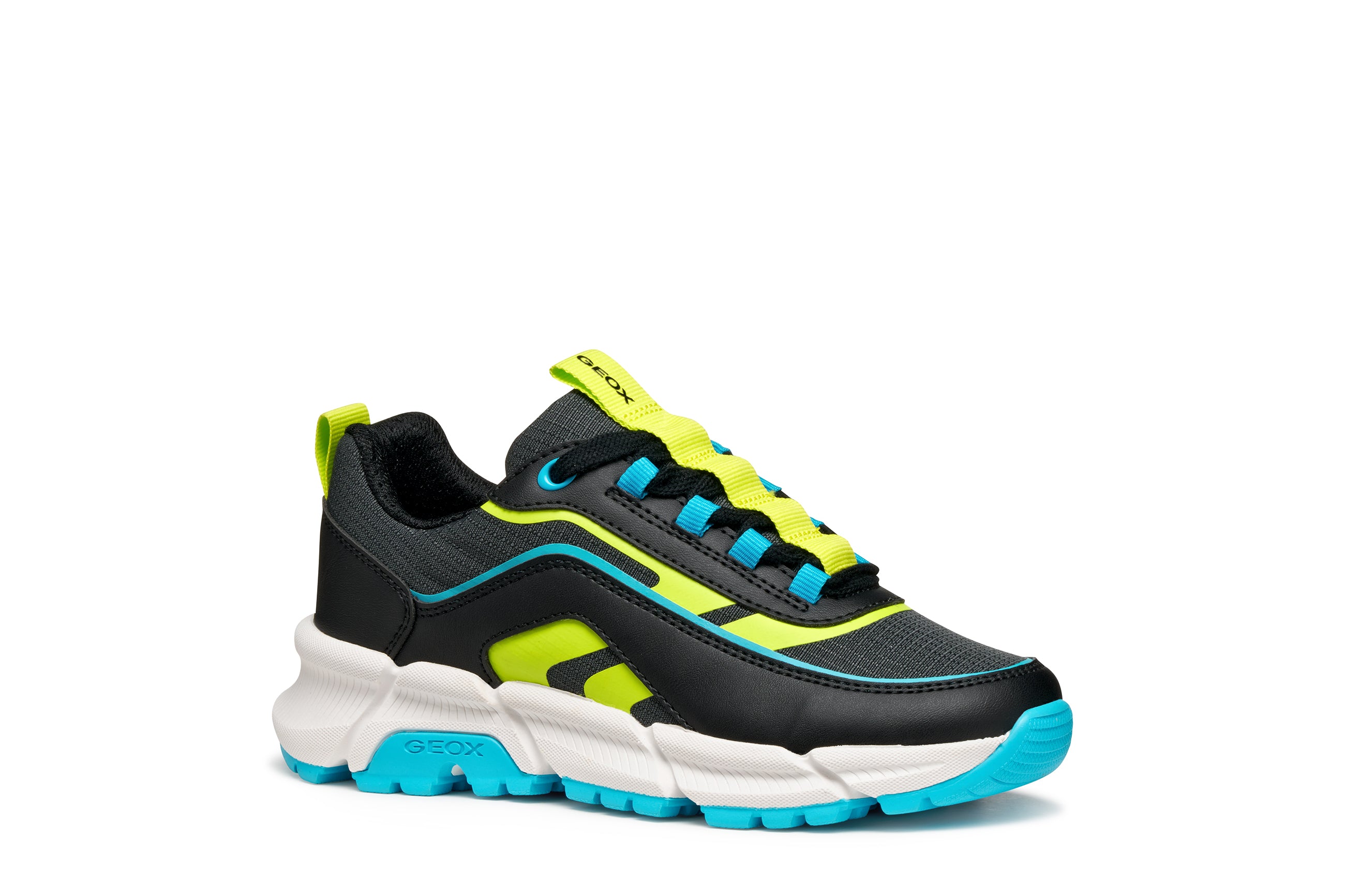 Geox J FLEXYPER PLUS BOY J56MVB  0FU54 Black / Lt Blue Trainer