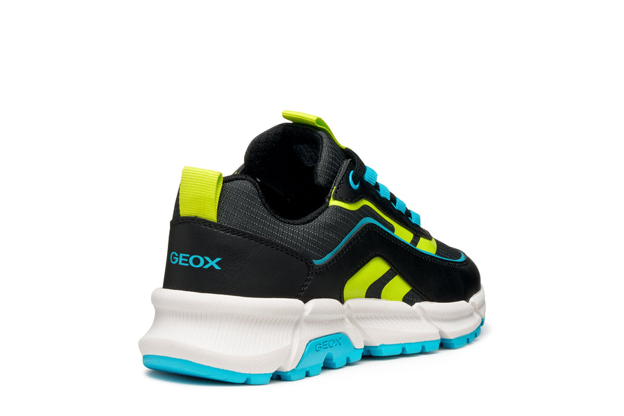 Geox J FLEXYPER PLUS BOY J56MVB  0FU54 Black / Lt Blue Trainer