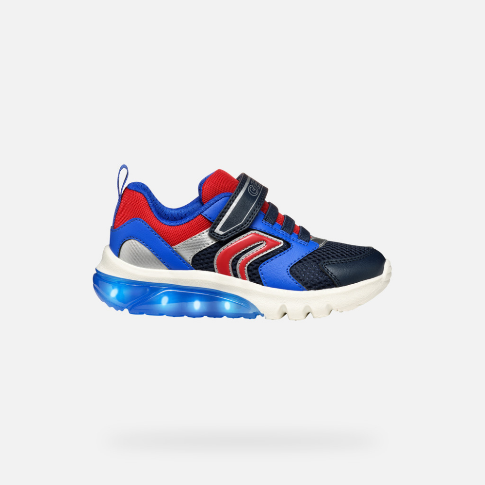 Geox J Ciberdron C J45LBC 01454 C4244 Navy / Dark Red Trainers with Lights