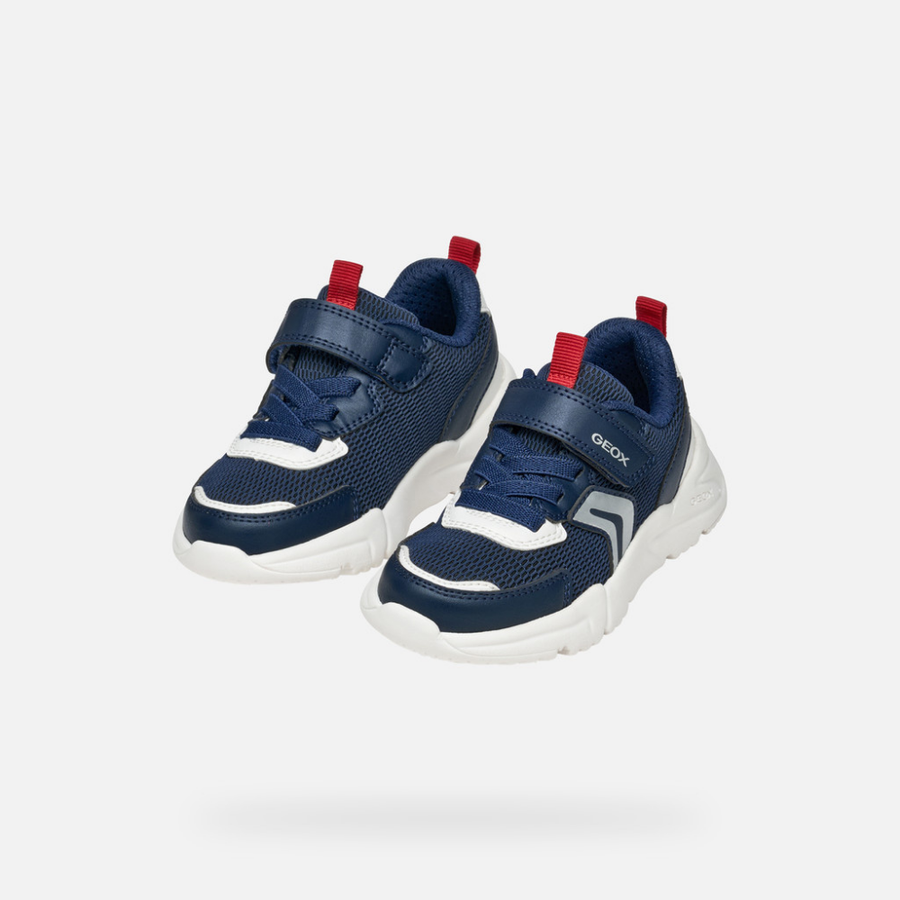 Geox J Loftus A J55MQB 01454 C0735 Navy / Red Trainers