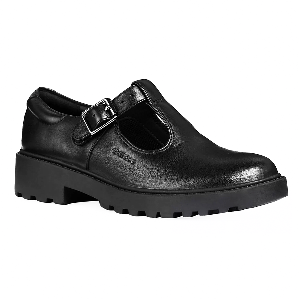 Geox J Casey TBar J8420E 00043 Black School Shoes