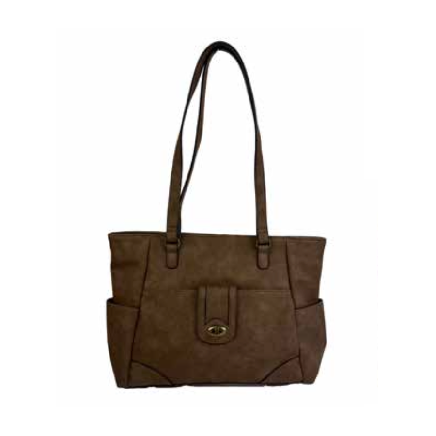 TUM4275 Large Tote Tumbled Calf Turnlock Bag